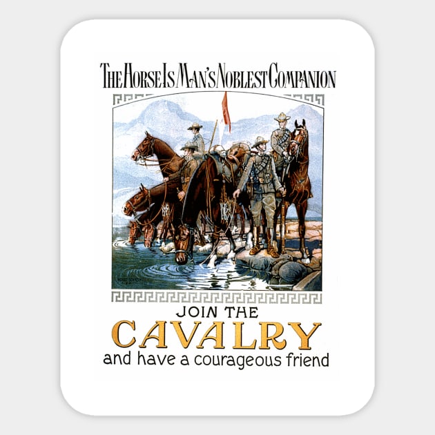 Vintage US Army Cavalry Recruiting Poster Sticker by Naves